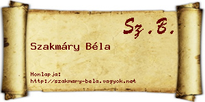 Szakmáry Béla névjegykártya